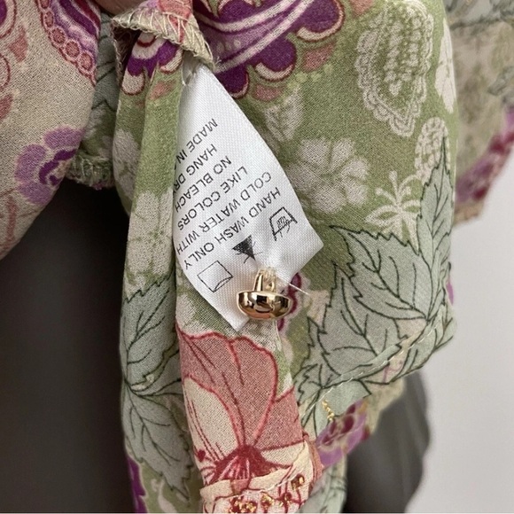 Vici Dress Large Paisley Floral Peasant Ruffle Cottagecore Flowy Short Boho - Picture 8 of 12